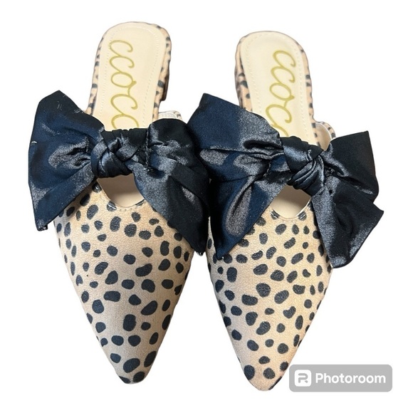 CCOCCI Shoes - CCOCCI Valerie Leopard Flats with black bow Size 7.5 NWOT Women
